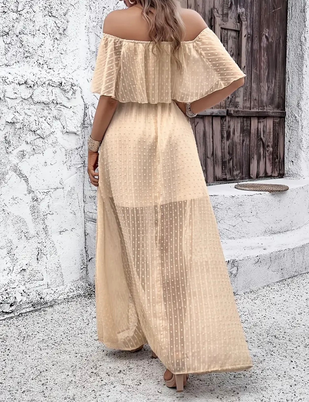Apricot tassel flowy dress