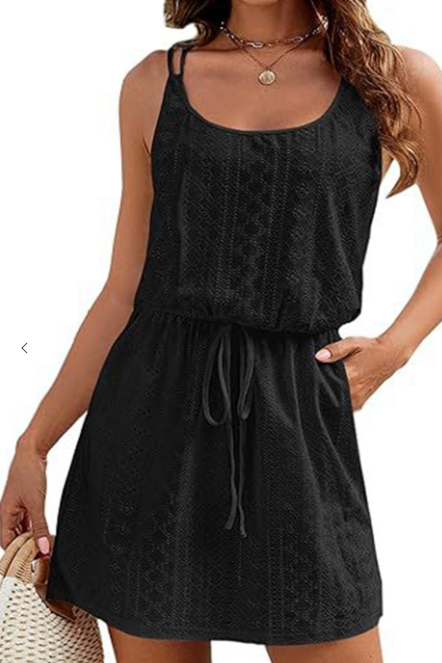 Hollow Back Cross Strap Tie Waist Dress