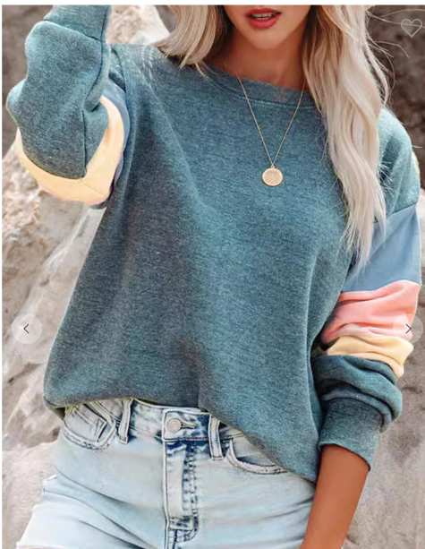 Contrast Sleeve Long Sleeve Top