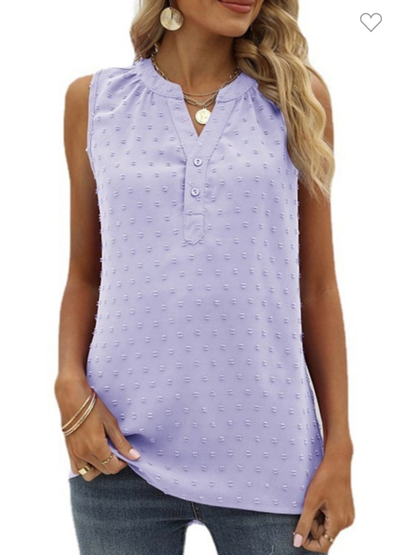Purple Swiss Dot V-Neck Tank