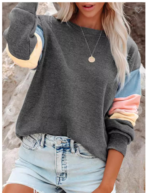 Contrast Sleeve Long Sleeve Top
