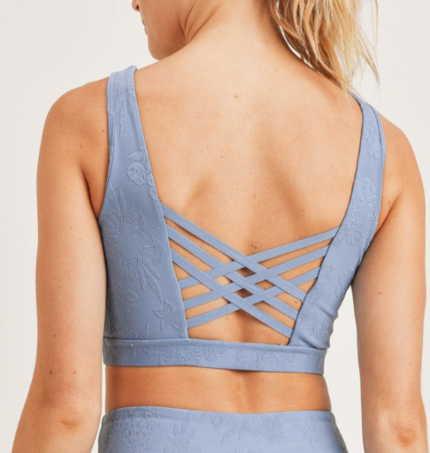 Ocean Textured Hibiscus Sports Bra
