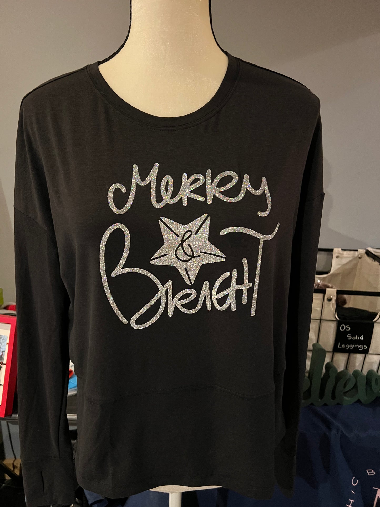 Black Merry & Bright Long Sleeve Top