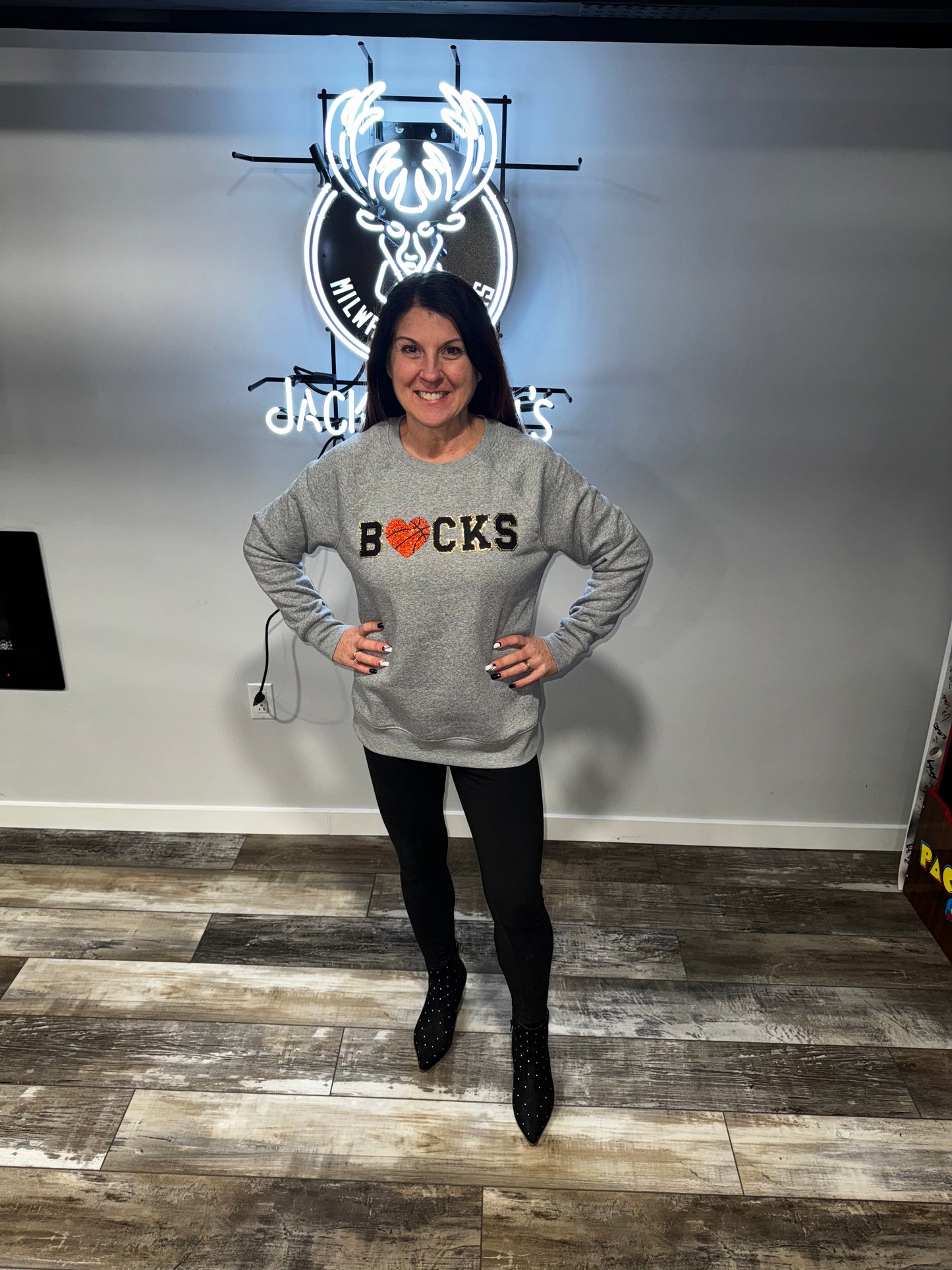 Bucks Crewneck Bling Heart Sweatshirt