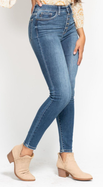 Judy Blue High Rise Button Fly Skinny Jeans