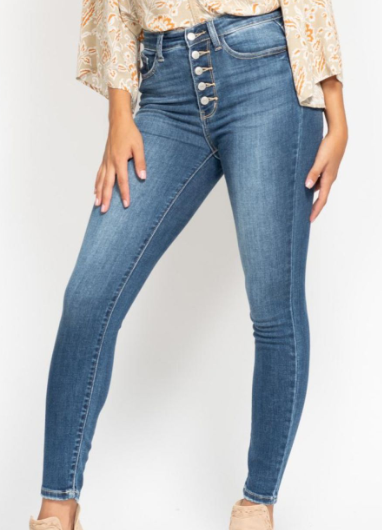 Judy Blue High Rise Button Fly Skinny Jeans