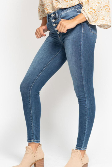 Judy Blue High Rise Button Fly Skinny Jeans