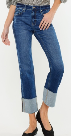 Kancan Mid Rise Crop Straight Jeans