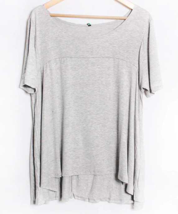 Plus Heather Gray SS Boat Neck Ruffle Top