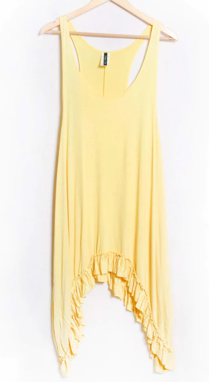 Plus Yellow Scoop Ruffle Hem Tank