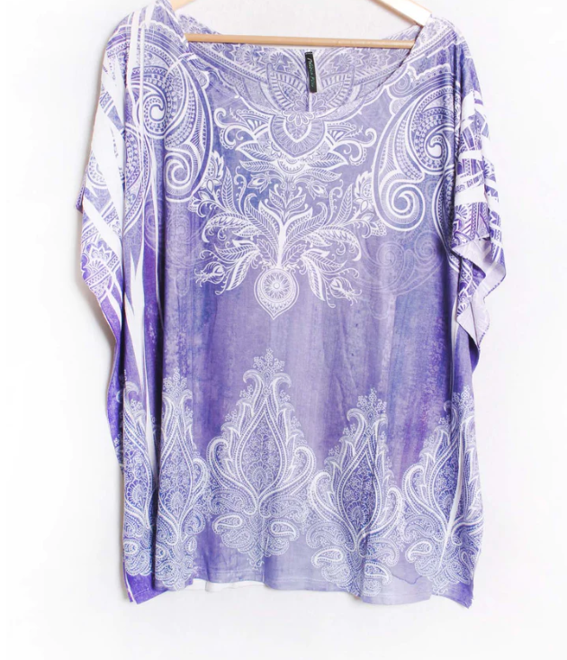 Plus purple floral paisley SS Top