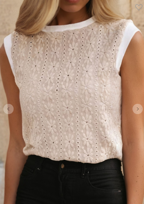 Oatmeal Textured Floral Tank Top