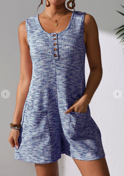 Casual Button Pocket Vest Jumpsuit