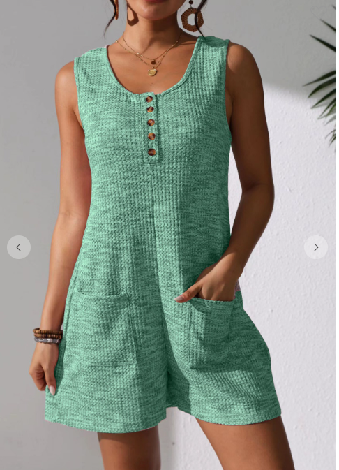 Casual Button Pocket Vest Jumpsuit