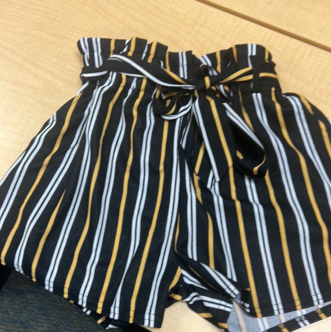 Black yellow stripe shorts