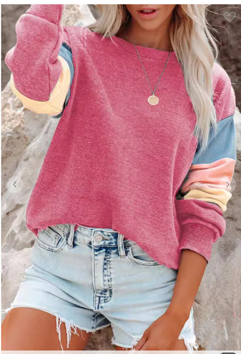 Contrast Sleeve Long Sleeve Top