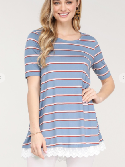 Plus Blue Mist Lace Top