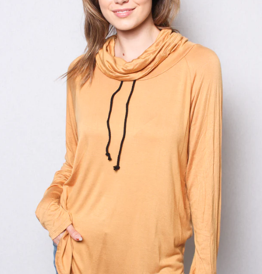Golden Oak Cowl Neck Long Sleeve