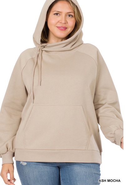 Plus Ash Mocha Side Tie Hoodie