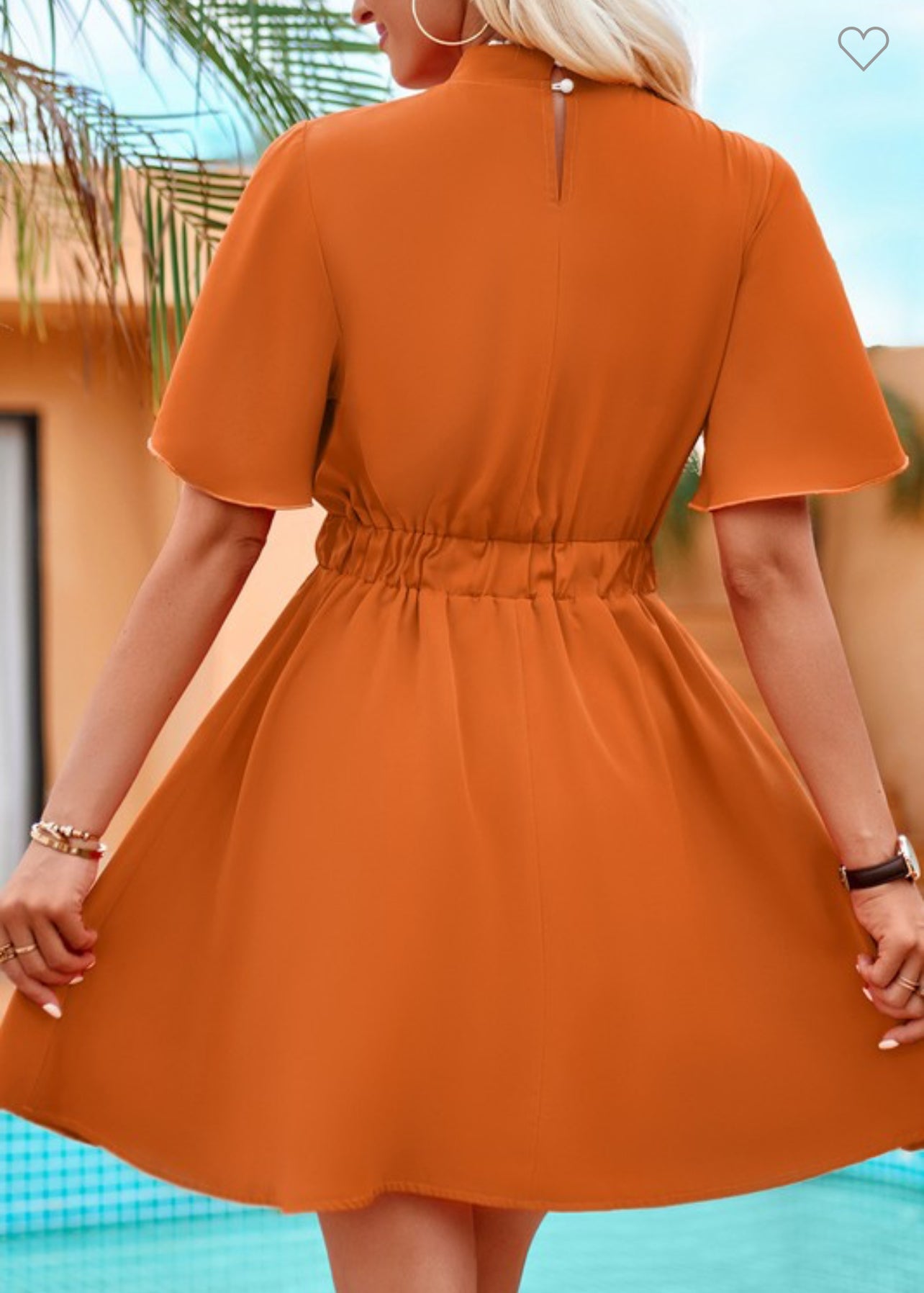 Summer Half High Neck Short Sleeve Belt Dress