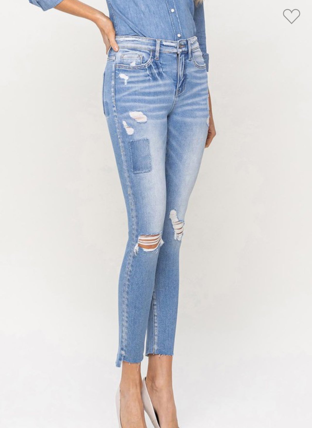 Flying Monkey High Rise Cropped Raw Skinny Jeans