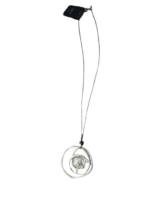 Silver Circle Rhinetsone Long Necklace