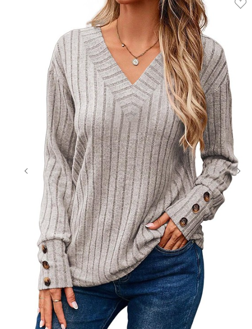 V-neck Button Sleeve Top