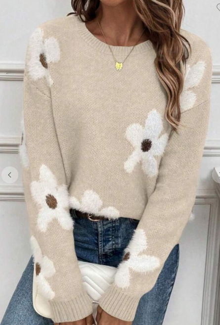 Flower Jacquard Sweater