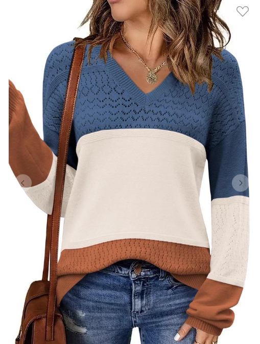 Ribbed V-neck Knit Sweater