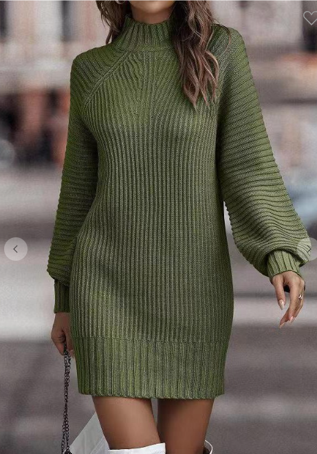 High Neck Sweater Dress