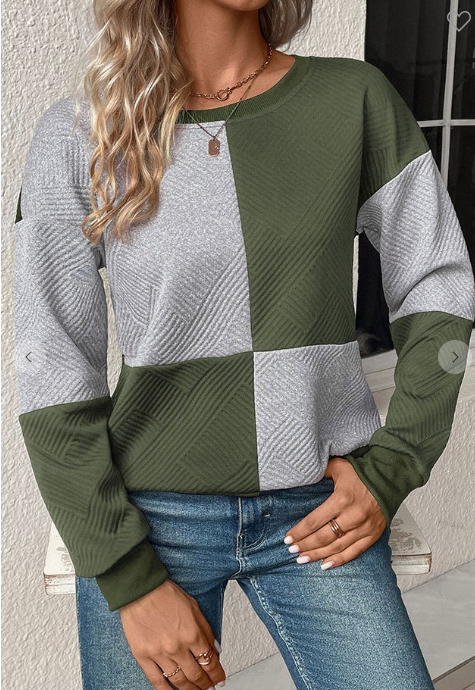 Texture Colorblock Long Sleeve Shirt