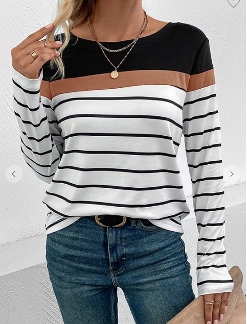 Long Sleeve Knitted Stripe Top