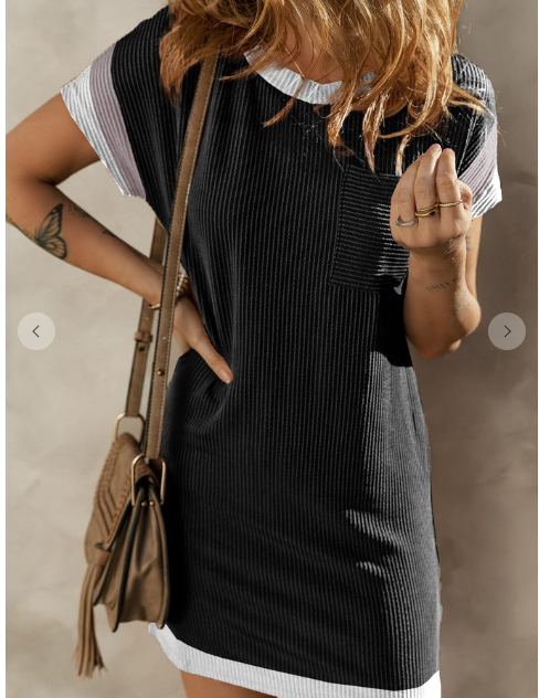 Colorblock Edge Corded T-shirt Dress