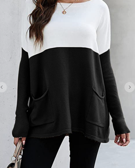 Colorblock Pocket Long Sleeve Tunic