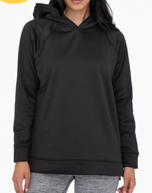 Black Curvy Pullover Hoodie with Size Zipper