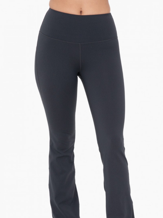 Black Flare Swoop Back High Waist Leggings