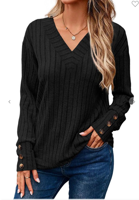 V-neck Button Sleeve Top