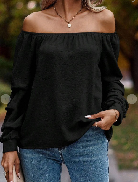 Off Shoulder Nodular Long Sleeve Top