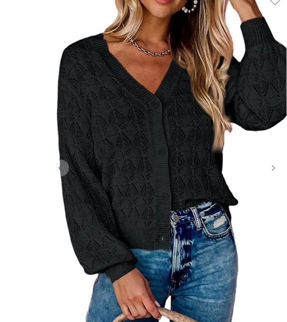 V-neck Crochet Knitted Sweater