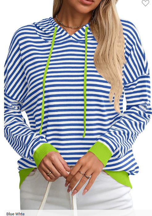 Casual Colorblock Stripe Hoodie