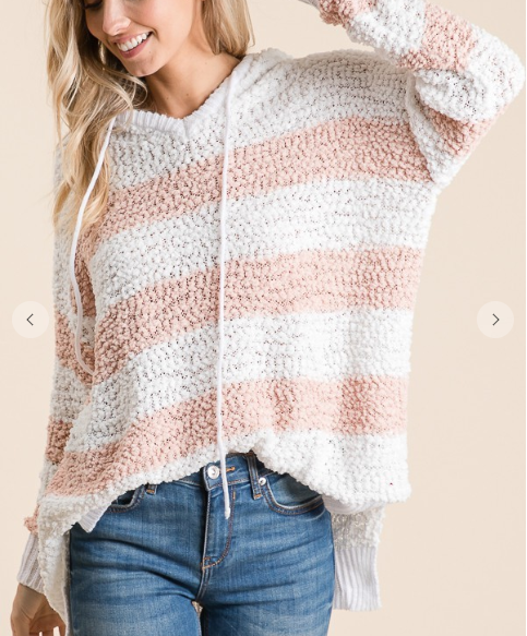 Blush Hooded Stripe Sweater