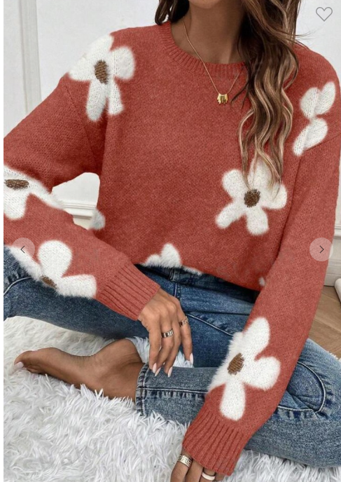 Flower Jacquard Sweater