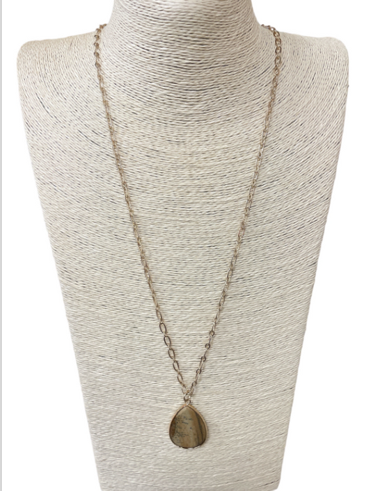 Brown Natural Stone Long Necklace