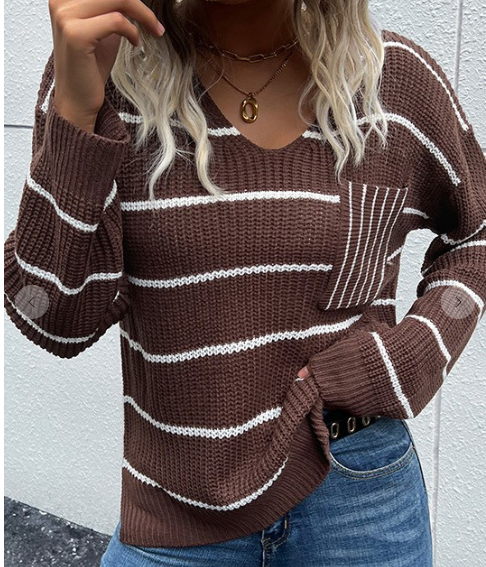 Brown with White Stripe Sweater