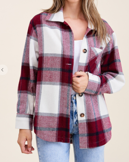 Burgundy Plaid Shacket