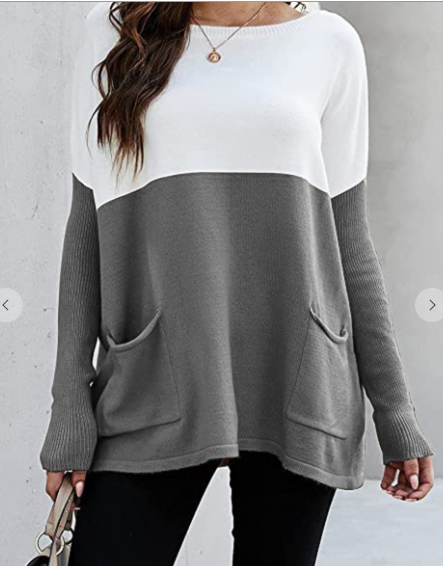 Colorblock Pocket Long Sleeve Tunic