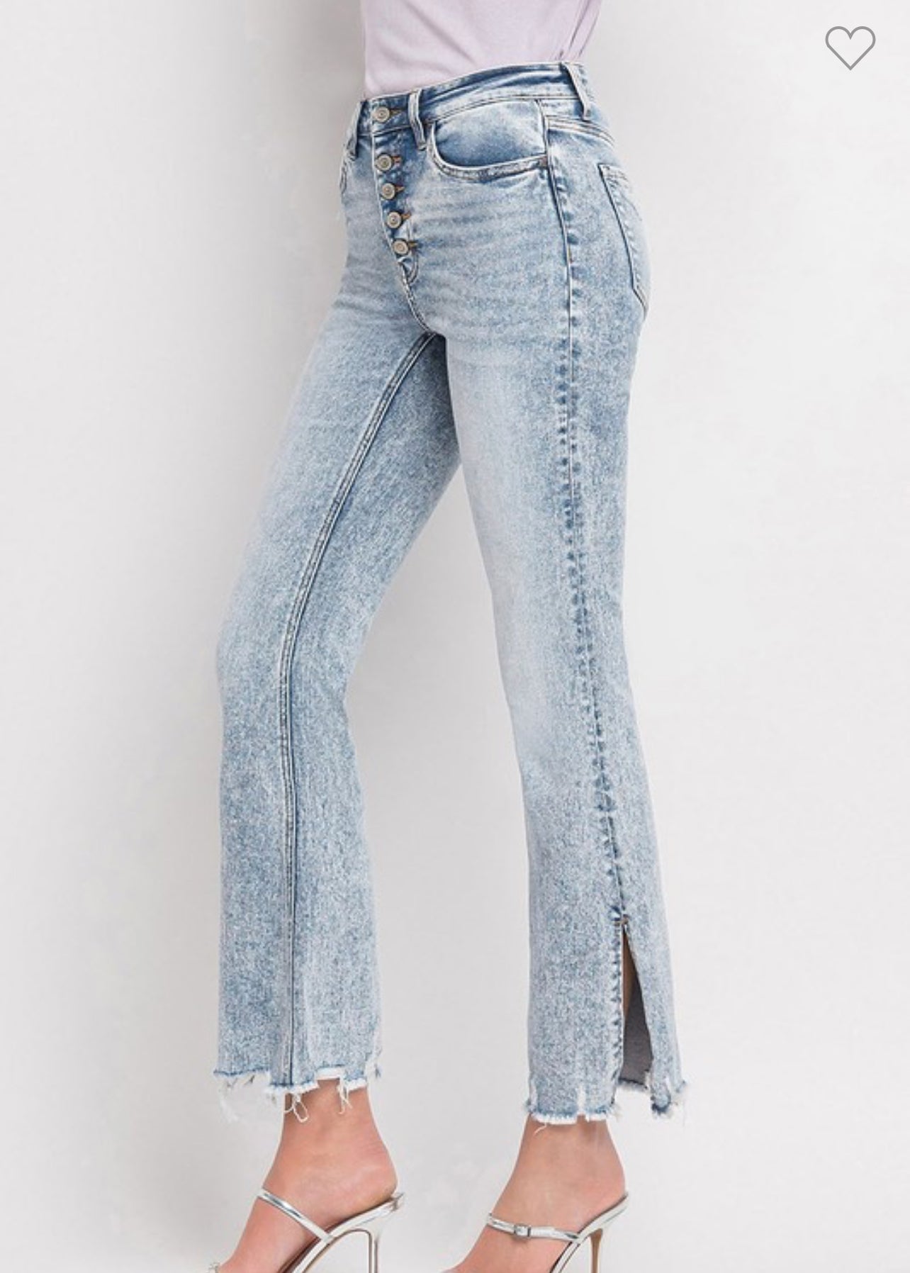 Flying Monkey High Rise Side Slit Crop Flare Jeans