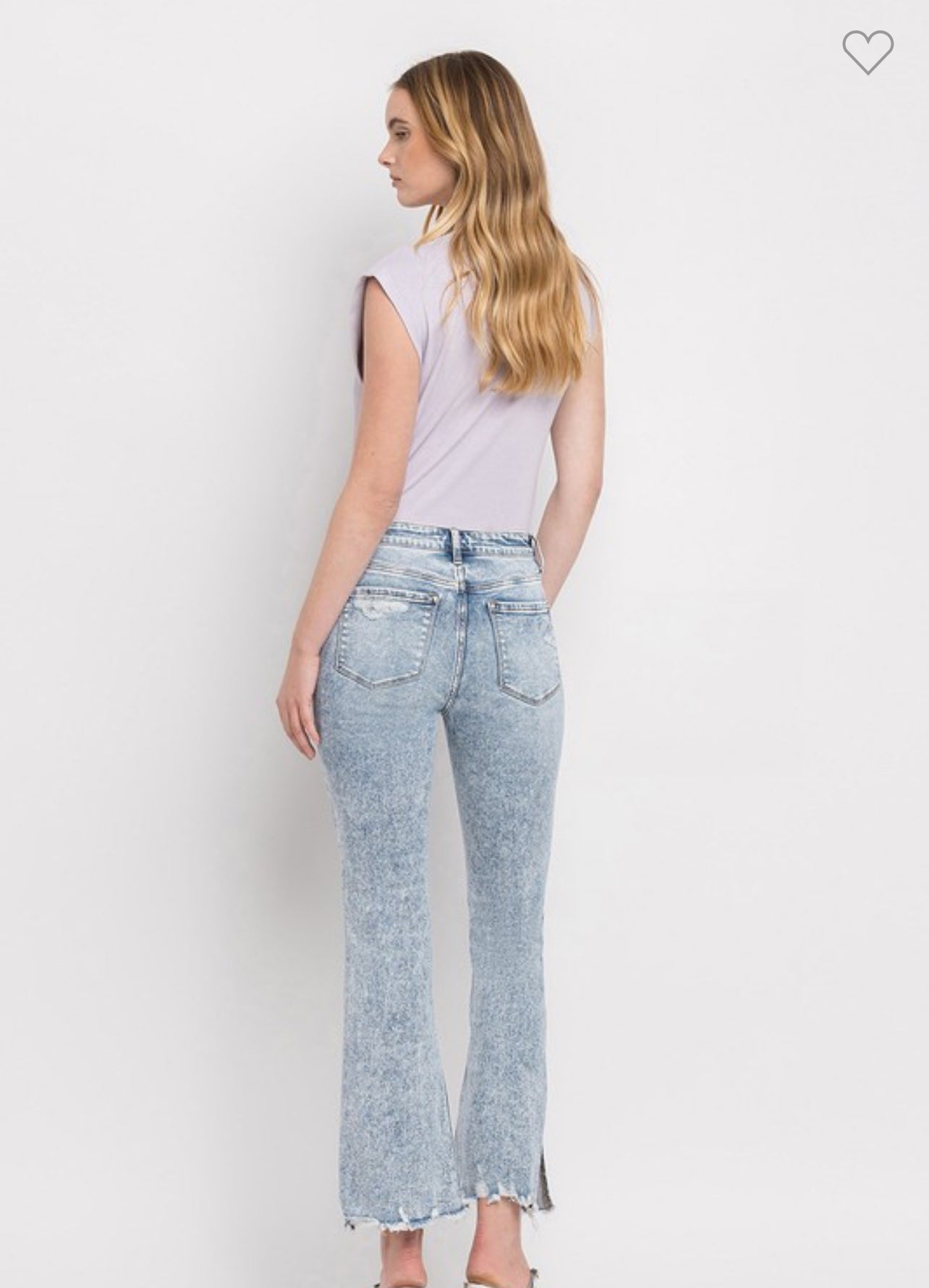 Flying Monkey High Rise Side Slit Crop Flare Jeans