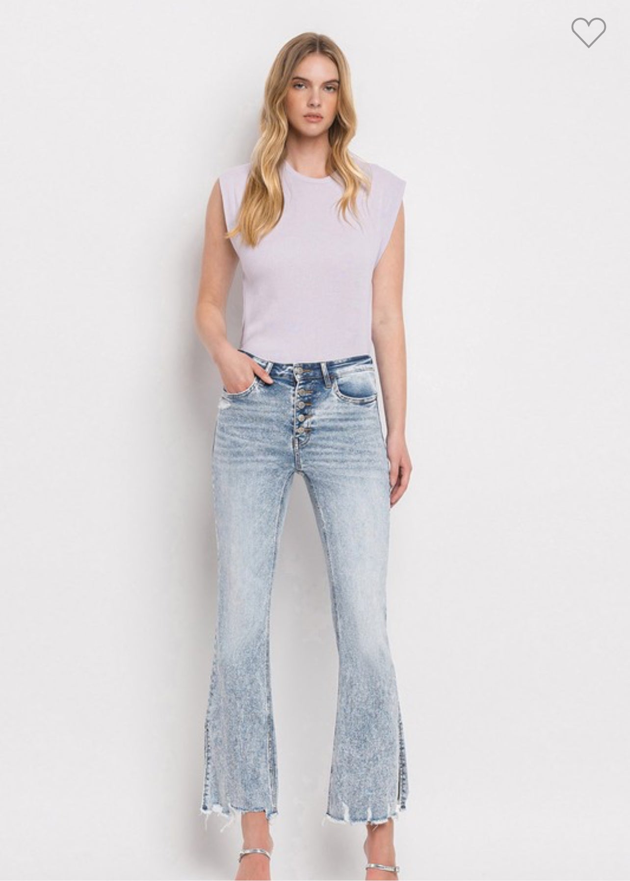 Flying Monkey High Rise Side Slit Crop Flare Jeans