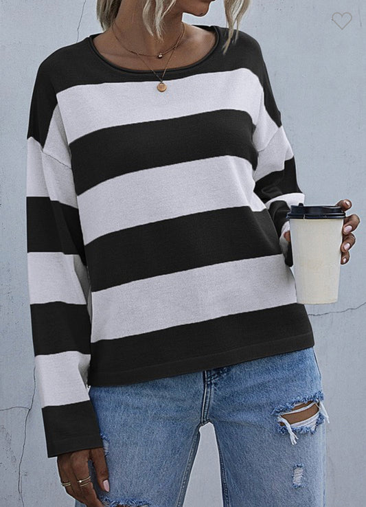 Black and White Pullover Sweater